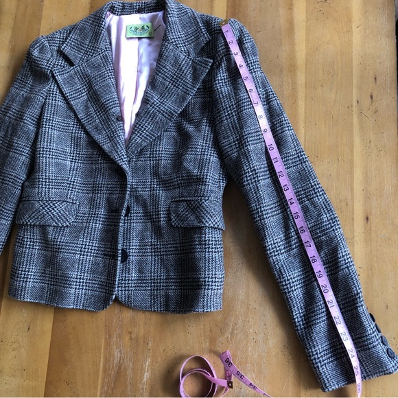 Juicy Couture Wool Tweed Blazer Removable Rabbit Fur Collar Vintage Y2k Rare - Picture 14 of 16